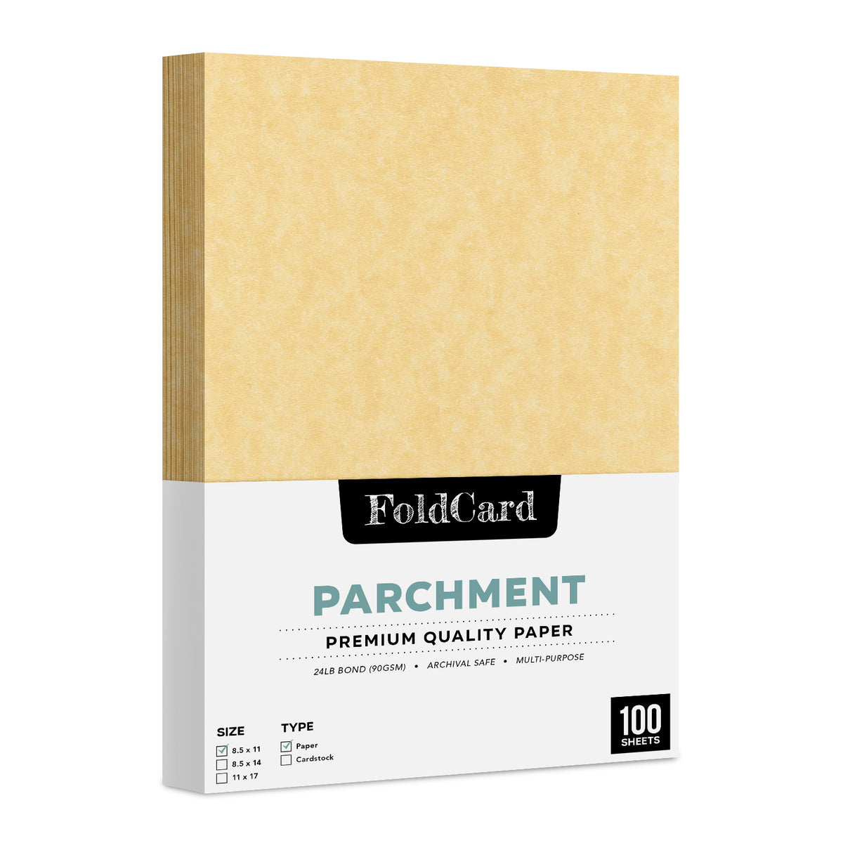 8.5 x 11 Papel Pergamino 24lb Texto 90gsm 100 Hojas