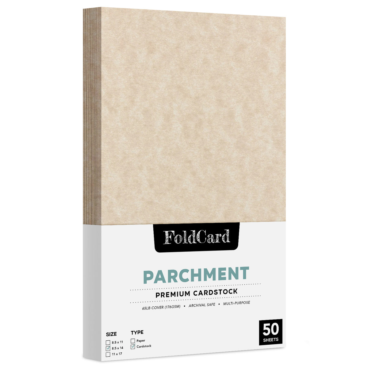 8,5 x 14 Papel pergamino Cubierta de 65 lb 176 g/m² 50 hojas