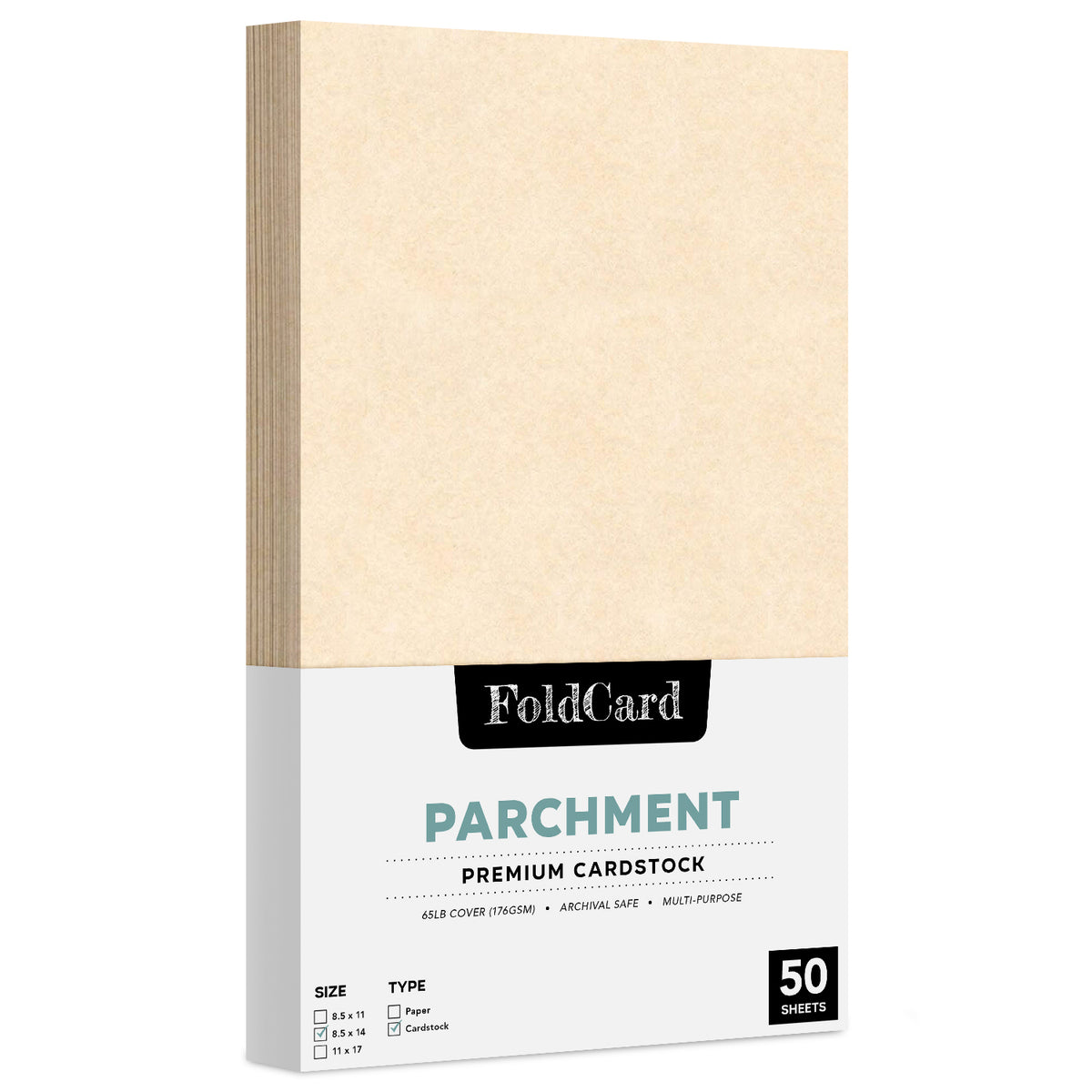 8,5 x 14 Papel pergamino Cubierta de 65 lb 176 g/m² 50 hojas