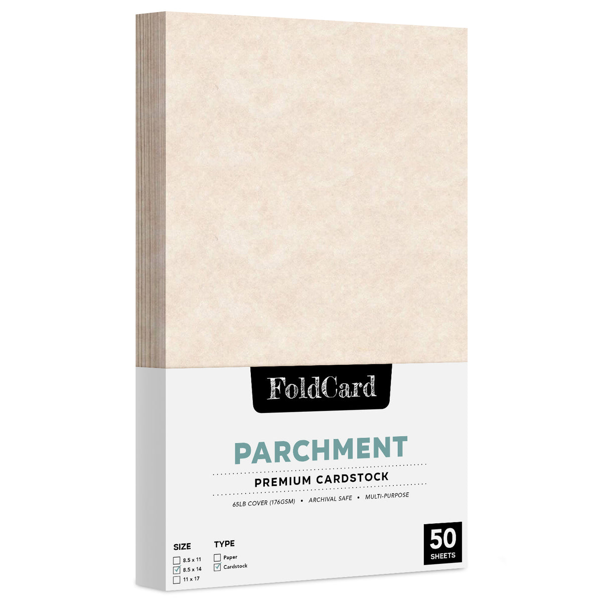 8,5 x 14 Papel pergamino Cubierta de 65 lb 176 g/m² 50 hojas