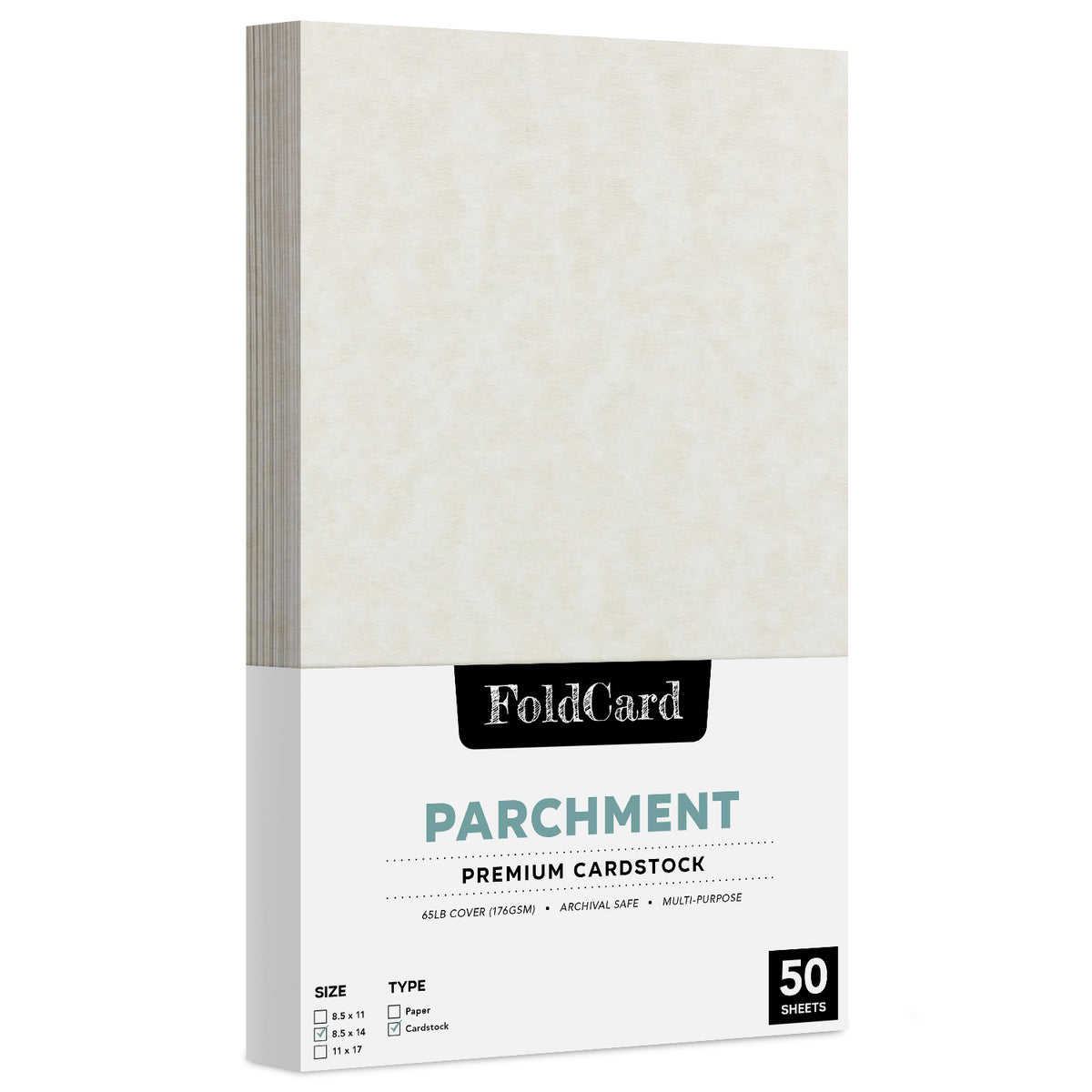 8,5 x 14 Papel pergamino Cubierta de 65 lb 176 g/m² 50 hojas