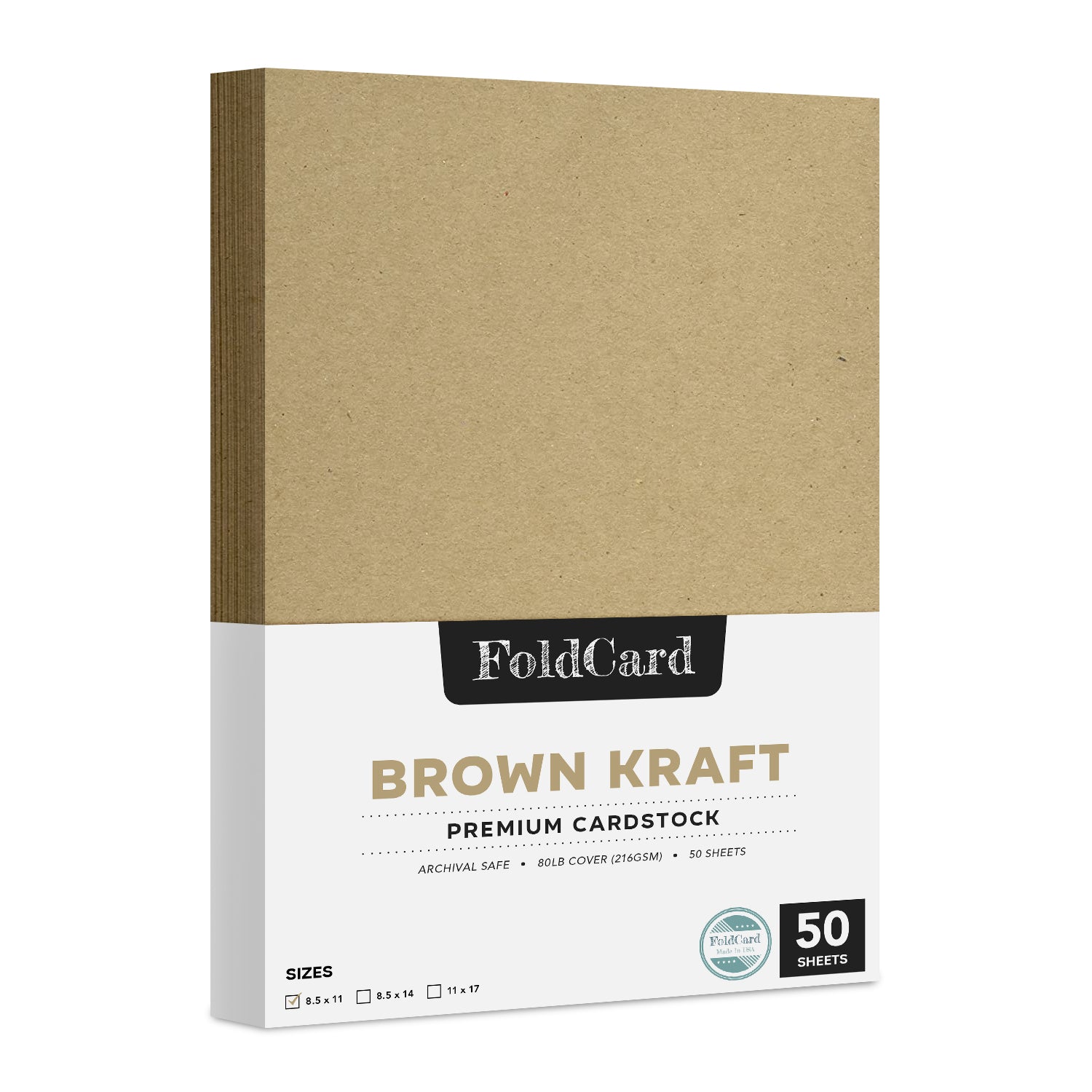 Brown Kraft Cardstock Paper, 80lb (216gsm) Cover 50 sheets Par pack