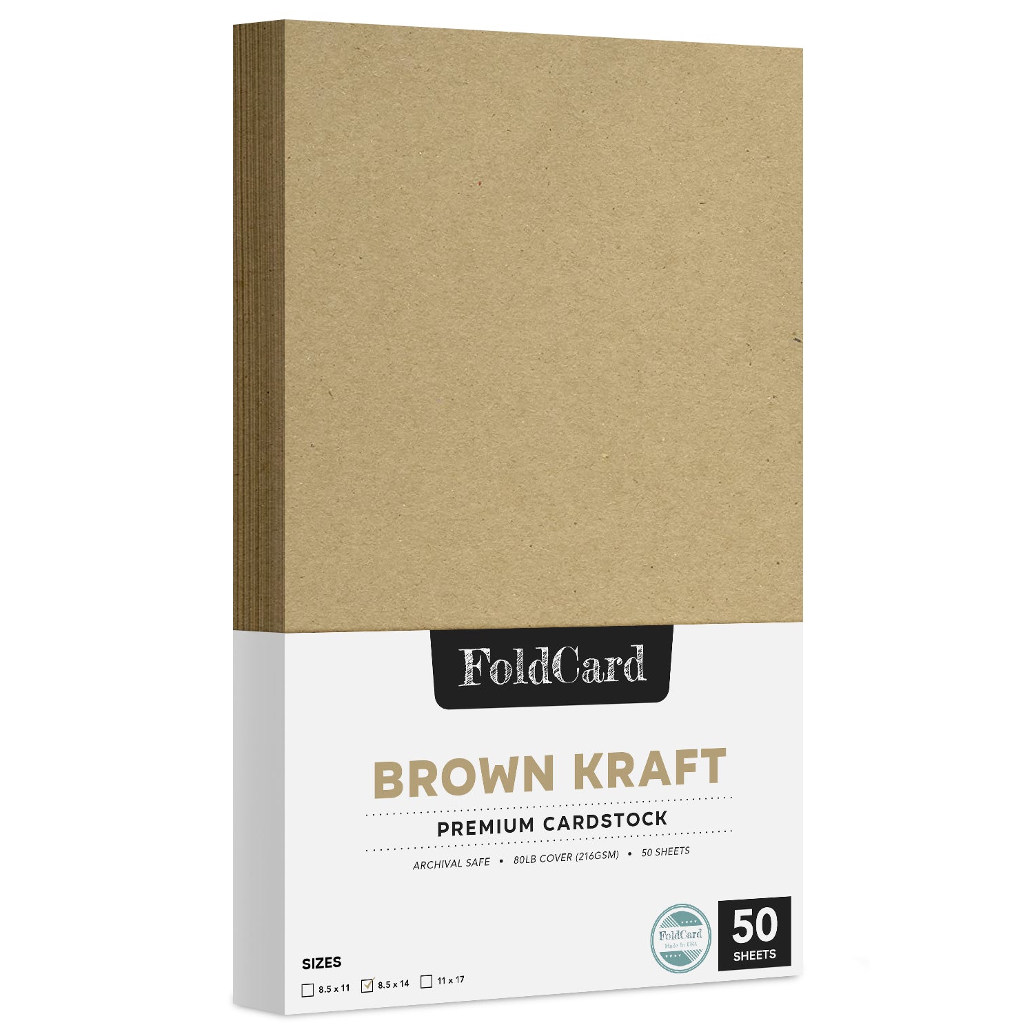 Brown Kraft Cardstock Paper, 80lb (216gsm) Cover 50 sheets Par pack