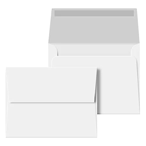 A2 Blank White Envelopes – For 4.25" x 5.5" Greeting Cards, Invitations, Postcards | 4 3/8" x 5 3/4" | 24lb Bond (90gsm) Square Flap | 100 per Pack FoldCard