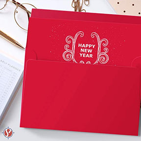 A2 Red Blank Greeting Cards with Matching Red Envelopes 4.25” x 5.5” (When Folded) | 25 Cards and 25 Envelopes Per Pack FoldCard