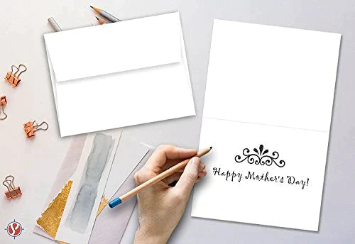 A4 - 4" x 6" (When Folded) Heavyweight Blank White Greeting Cards with Envelopes - 50 Cards & Envelopes FoldCard