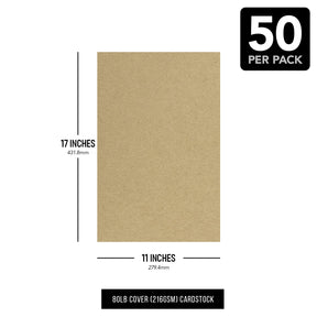 Papel cartulina Kraft marrón, 80 lb (216 g/m²) Cubierta Paquete de 50 hojas