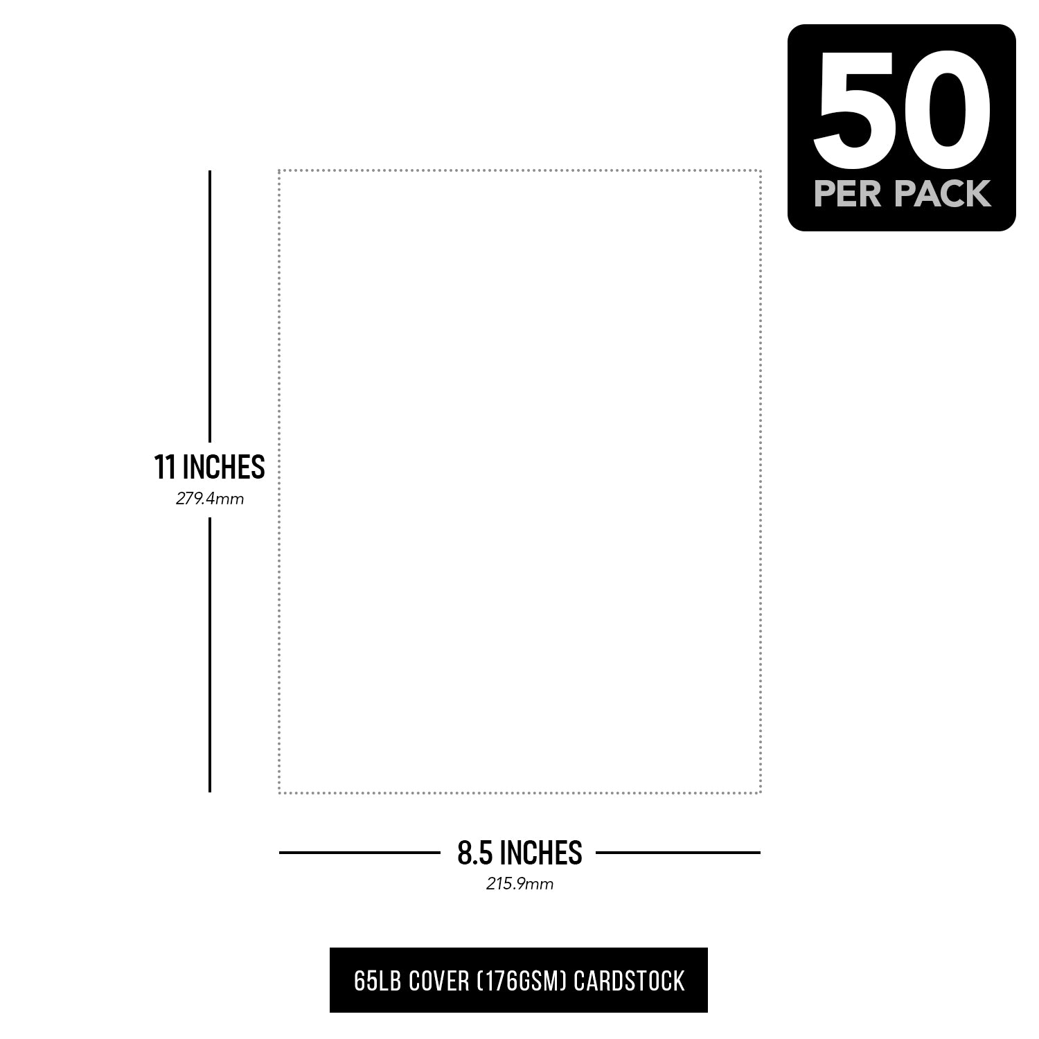 8,5 x 11 Papel pergamino Cubierta de 65 lb 176 g/m² 50 hojas