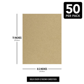 Brown Kraft Cardstock Paper, 80lb (216gsm) Cover 50 sheets Par pack