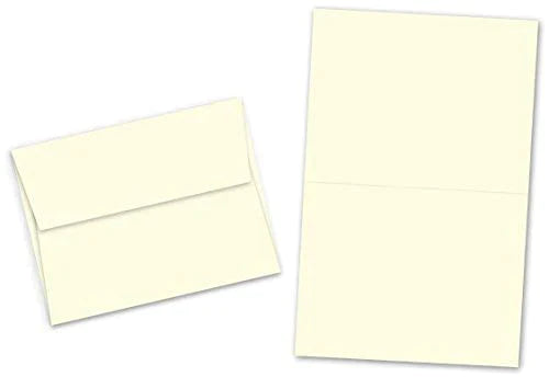 A7 - 5" X 7" Heavyweight Blank Cream/Natural Greeting Fold Over Card Sets - 50 Cards & Envelopes FoldCard