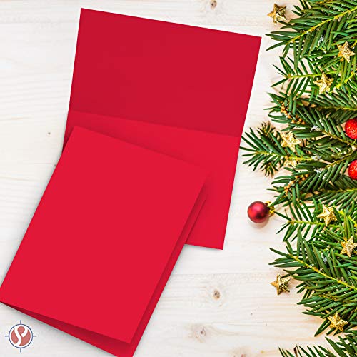 A7 Red Blank Greeting Cards with Envelopes - 5” x 7” (Folded) | 25 per Pack FoldCard