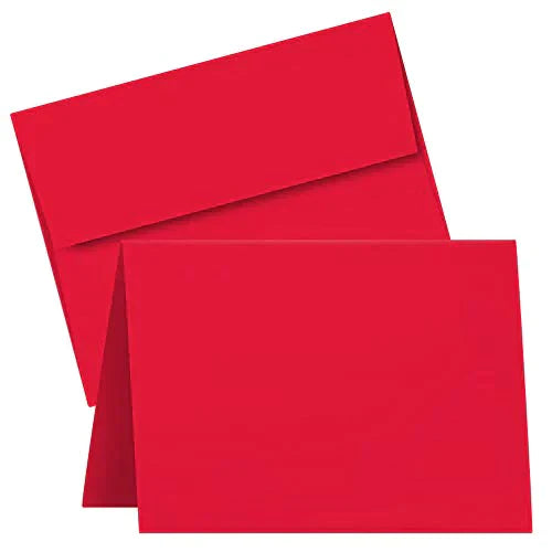 A7 Red Blank Greeting Cards with Envelopes - 5” x 7” (Folded) | 25 per Pack FoldCard