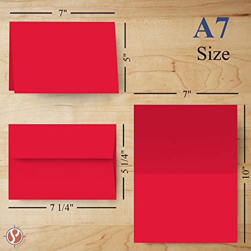 A7 Red Blank Greeting Cards with Envelopes - 5” x 7” (Folded) | 25 per Pack FoldCard
