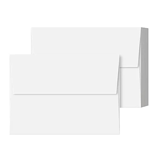 A7 White Envelopes, Gummed Flap – Fits 5 x 7” Greeting Cards, Wedding & Party Invitations, Bridal Showers, Announcements, Photos | 5 1/4” x 7 1/4” | 24lb Bond (60lb Text) | 25 per Pack FoldCard