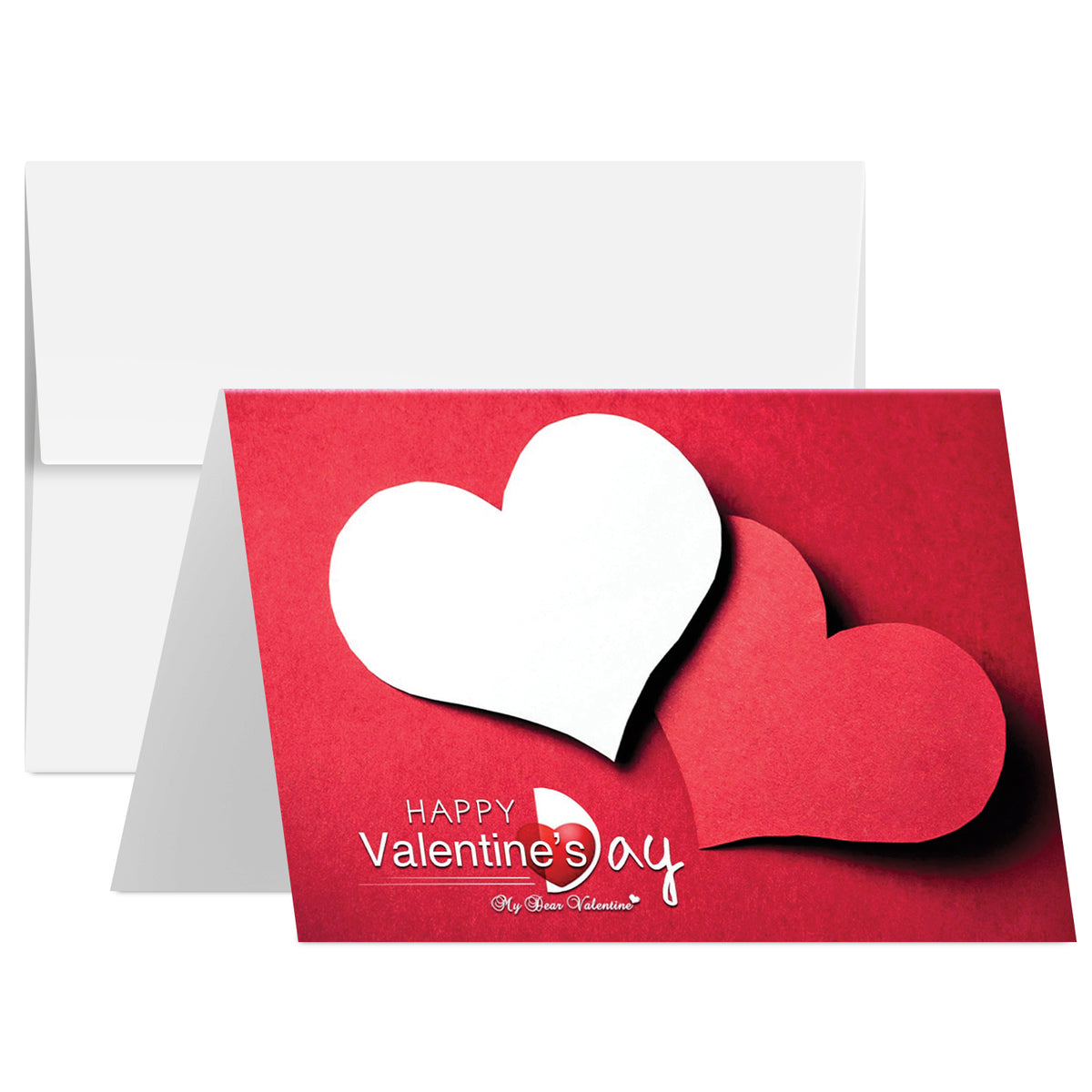 Love's Embrace: Red and White Heart Greeting Cards for a Romantic Valentine's Day Celebration with your Husband, Wife, Boyfriend, or Girlfriend