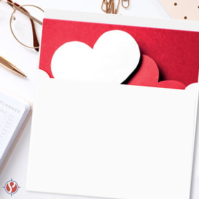 Abrazo de amor: Tarjetas de felicitación con corazones rojos y blancos para una celebración romántica del Día de San Valentín con su esposo, esposa, novio o novia 