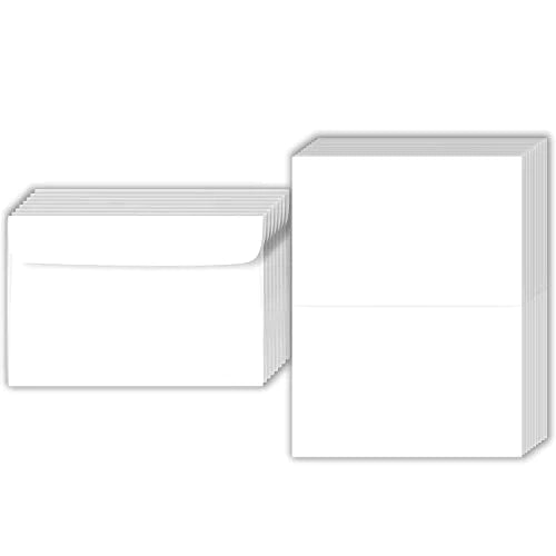 Big Blank Scored Folding Cards Set – 8.5 x 11” White Cardstock and 6 x 9” Envelopes - Set of 50 FoldCard