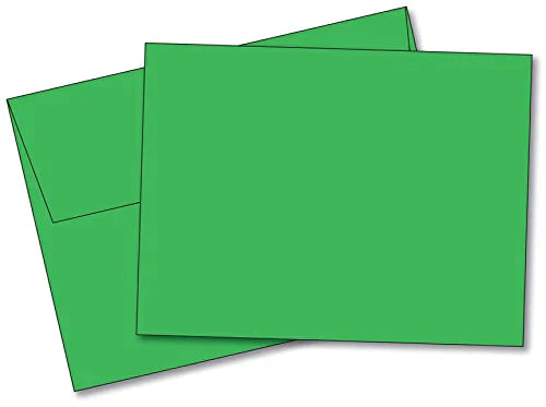 Blank Color Note Cards Uncoated, 5 x 7 Inches Cards - 40 Cards and Envelopes - (These are NOT Fold Over Cards) (Green) FoldCard