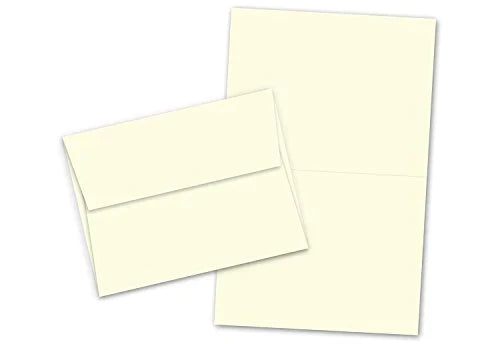 Blank Cream Color | Folding Greeting Card Sets - 50 Cards & 50 Envelopes (A7) FoldCard