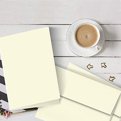 Blank Cream Folding Greeting Cards - 4.5 x 6 Inches (When Folded) - Durable and Thick 80lb (216gsm) Card Stock - 50 Cards and Envelopes per Pack FoldCard