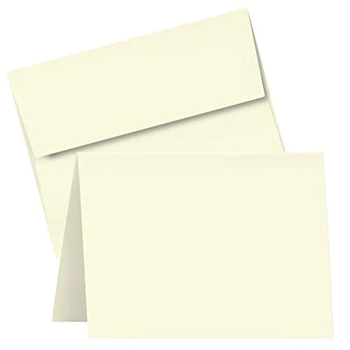 Blank Cream Folding Greeting Cards - 4.5 x 6 Inches (When Folded) - Durable and Thick 80lb (216gsm) Card Stock - 50 Cards and Envelopes per Pack FoldCard