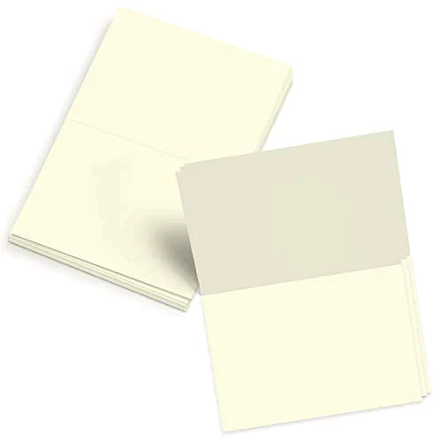 Blank Cream Natural Pre-Scored Cardstock - 5.5 x 8.5 When Folded - Pack of 50 FoldCard