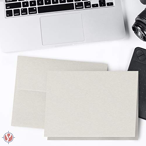 Blank Gray Foldover Cards with Envelopes – 5 x 7 Inches (When Folded) | Premium Quality 67lb (148gsm) Vellum Bristol | 50 per Pack FoldCard