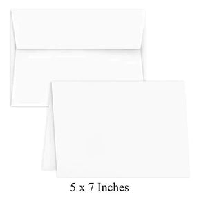 Blank Greeting Card Set With Envelope - for Business, Invitations, Bridal Shower, Holiday Cards, Birthday, Weddings | 5" x 7" Inches | Bulk Set of 50 FoldCard