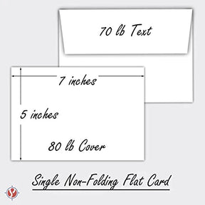 Blank Note Flat Cards and Envelopes, 5 X 7 Inches (A7) | Set of 50 - Not a Fold Over Card FoldCard
