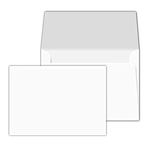 Blank Note Flat Cards and Envelopes – | 5 x 7" (A7) - Set of 50 | NOT A Fold Over Card FoldCard