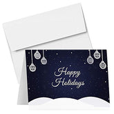 Blue Happy Holidays – Blank Fold Over Greetings Cards & Envelopes FoldCard
