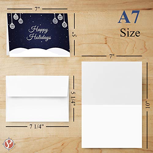 Blue Happy Holidays – Blank Fold Over Greetings Cards & Envelopes FoldCard