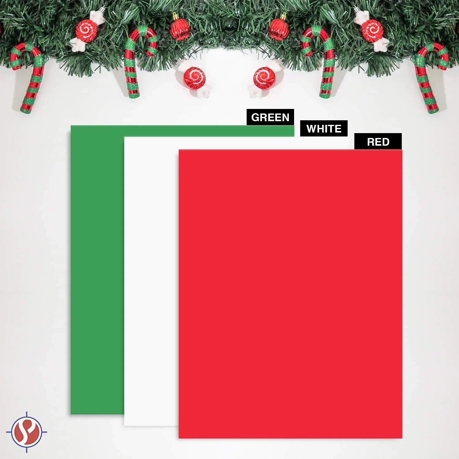 Christmas Colored Card Stock Paper, Red, Green & White 8.5 x 11" Cardstock 25 Red, 25 Green, 50 White (100 Sheets Total) FoldCard