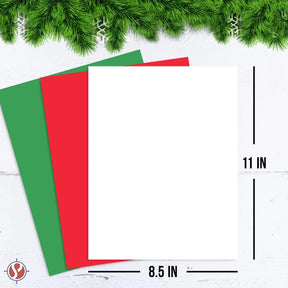 Christmas Colored Card Stock Paper, Red, Green & White 8.5 x 11" Cardstock 25 Red, 25 Green, 50 White (100 Sheets Total) FoldCard