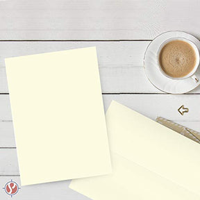 Cream Blank Flat Note Cards with Envelopes | 5 x 7 Inches | Heavyweight 80lb (216gsm) Card Stock | 50 per Pack FoldCard