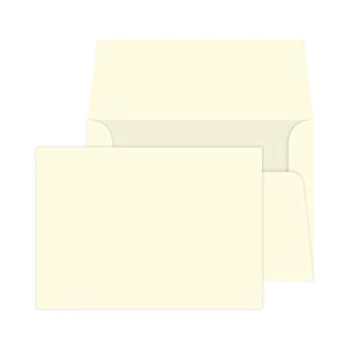 Cream Greeting Note Flat Postcards or Cards with Envelopes - 5 X 7 Inches - 50 Per Pack - This Is Not a Fold Over Card (With Envelopes) FoldCard