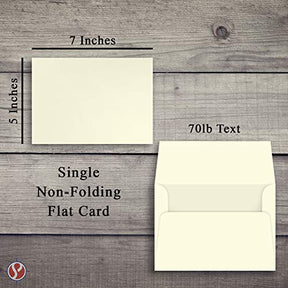 Cream Greeting Note Flat Postcards or Cards with Envelopes - 5 X 7 Inches - 50 Per Pack - This Is Not a Fold Over Card (With Envelopes) FoldCard