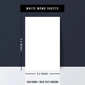 Dynamico White Memo Sheets Paper – Perfect for Quick Notes, To-Do Lists and Reminders for School, Office and Business | 8.5 x 5.5 Inches | 24lb Bond 60lb Text (90gsm) Paper | 250 Sheets per Pack FoldCard