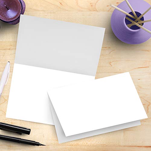 Extra Thick 100lb White Uncoated Cover Stock Half Fold Greeting Cards / Invitations, 5.5 X 8.5 Inches When Folded - 50 Cards Per Pack FoldCard