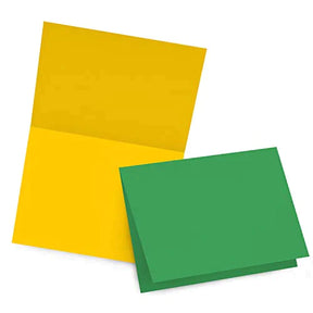 Folding Greeting Cards Uncoated, 5x7 Inches When Folded in Half - 50 Cards (Christmas Gold & Green) FoldCard