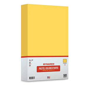 Goldenrod 11 x 17" Pastel Light Color Regular Paper, Big Size Colored Lightweight Papers | 1 Ream of 500 Sheets FoldCard