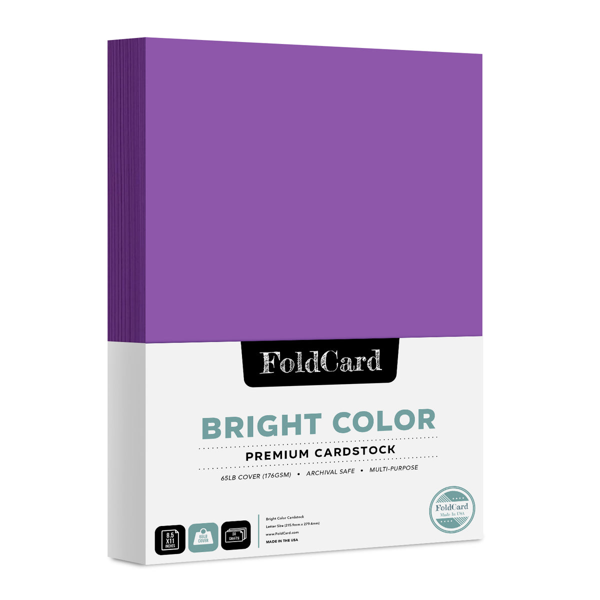 Premium Quality Bright Color Cardstock: 8.5 x 11 - 50 Sheets of 65lb Cover Weight