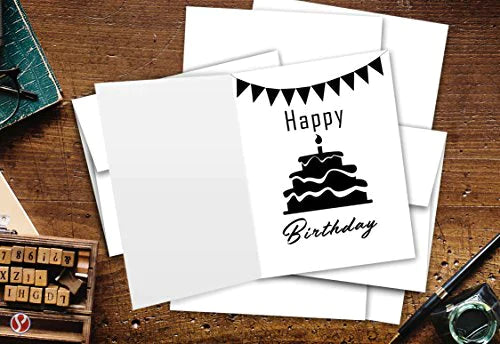 Greeting Cards Set - 4.25 x 5.5 Inches Blank White Cardstock & Envelopes - Bulk 50 Set FoldCard