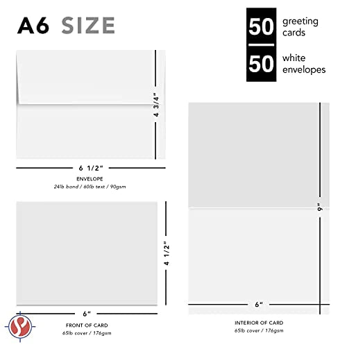 White Cards and Envelopes 6 x 6 Inches 50 Pack