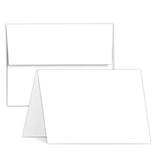 Greeting Cards Set - 4.5x6 Blank White Cardstock and Envelopes - 50 Bulk Set FoldCard