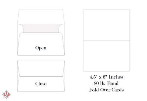 Greeting Cards Set – 4.5x6 Blank White Cardstock and Envelopes Bulk Set of 40 FoldCard