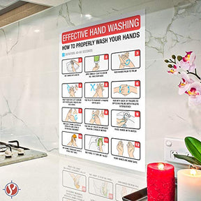 Hand Washing Poster Sign, How To Wash Your Hand Card, Hygiene Guide and info, Healthy Card Sign | Great Use for Homes, Schools, Officers and Public Spaces, | 8.5 x 11 Inches | 5 per Pack (Card Stock) FoldCard