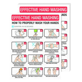 Hand Washing Poster Sign, How To Wash Your Hand Card, Hygiene and Sanitation Safety Poster | Great Use for Homes, Schools, Officers and Public Spaces, | 8.5 x 11 Inches | 5 per Pack (Laminated) FoldCard
