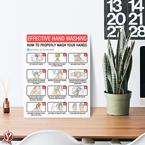 Hand Washing Poster Sign, How To Wash Your Hand Card, Hygiene and Sanitation Safety Poster | Great Use for Homes, Schools, Officers and Public Spaces, | 8.5 x 11 Inches | 5 per Pack (Laminated) FoldCard