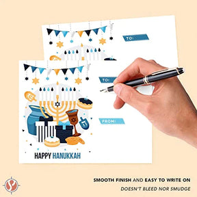 Happy Hanukkah Greeting Cards, To and From Chanukah 4.25 x 5.5” | 25 per Pack FoldCard